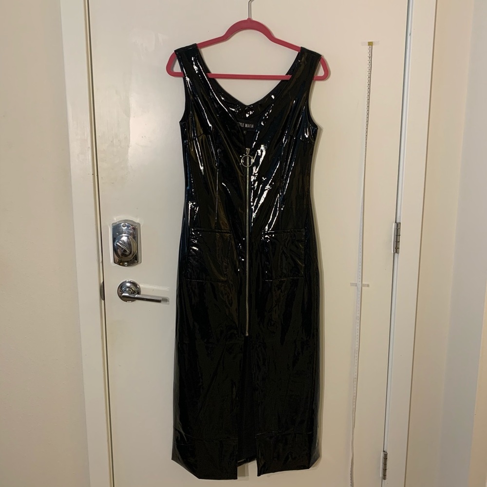 Style Mafia Leather Black Dress, size m